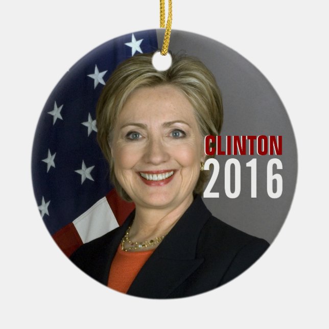 Ornement Rond En Céramique Clinton 2016 Arbre de Noël (Devant)