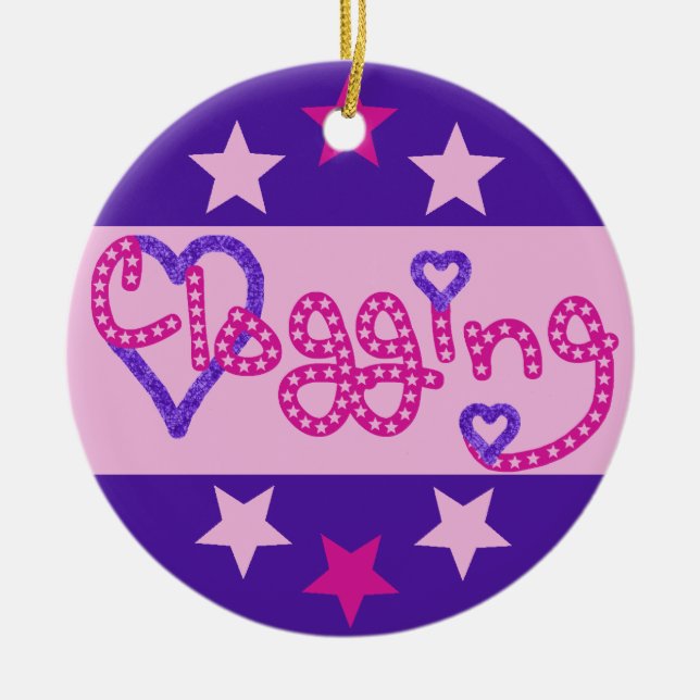 Ornement Rond En Céramique Clogging Love Stars Hearts Pink (Devant)