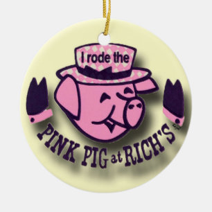Ornement Rond En Céramique Cochon rose, cochon rose, cochon rose