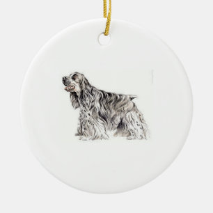 Ornement Rond En Céramique Cocker Spaniel Américain