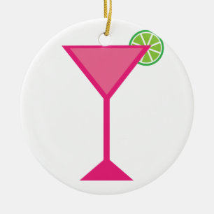 Ornement Rond En Céramique Cocktail rose avec la chaux