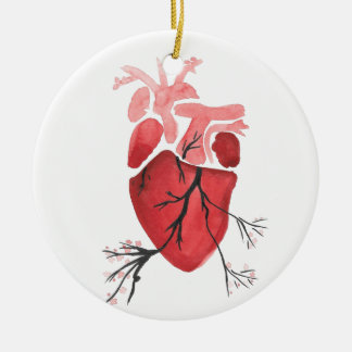 Ornement Rond En Céramique Coeur avec des branches