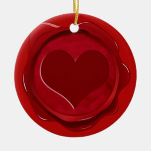 ORNEMENT ROND EN CÉRAMIQUE COEUR DE SCEAU CIRE