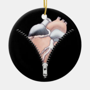 Ornement Rond En Céramique Coeur Zipper