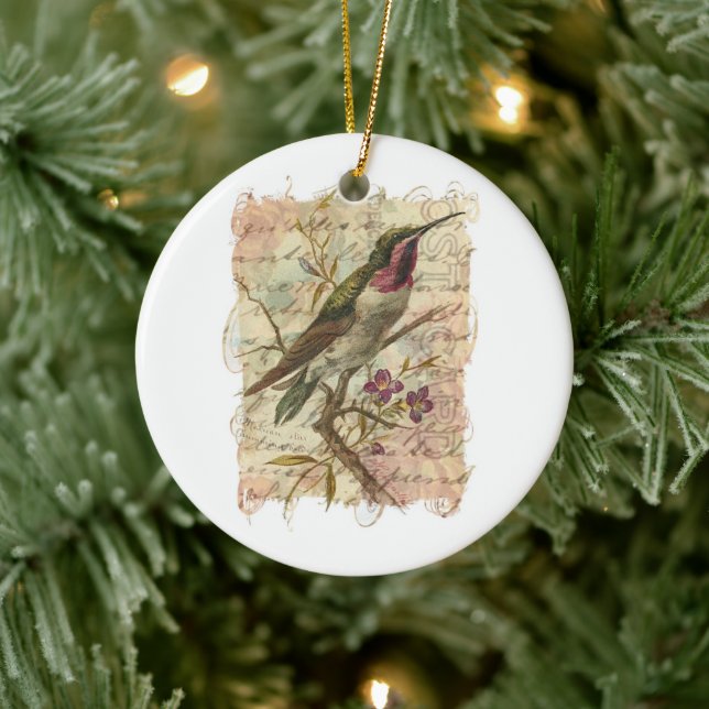 Ornement Rond En Céramique Colibri vintage (Arbre)