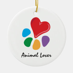 Ornement Rond En Céramique Collier animal de Lover_Heart-Paw