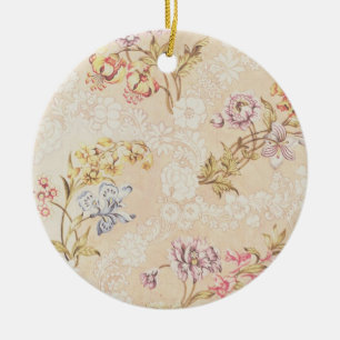 Ornement Rond En Céramique Conception florale avec des pivoines, des lis et
