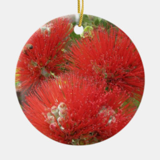 Ornement Rond En Céramique Conception indigène hawaïenne de fleur d'Ohia