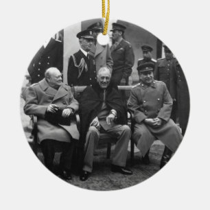 Ornement Rond En Céramique Conférence Roosevelt Stalin Churchill 1945 de