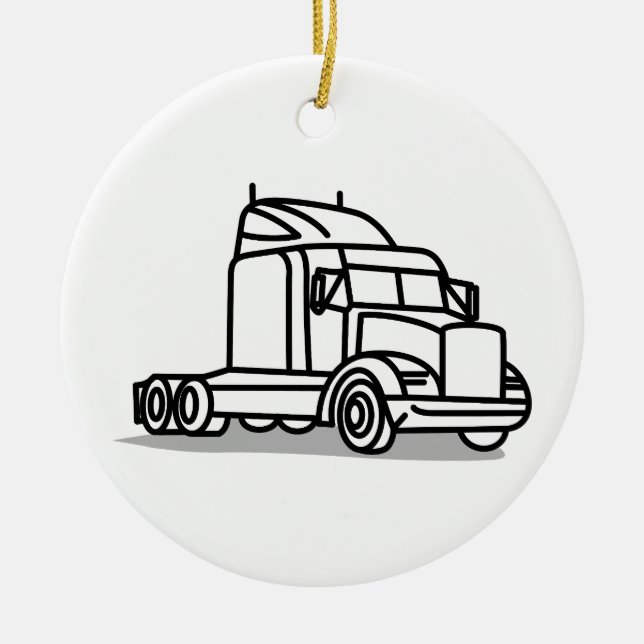 Ornement Rond En Céramique Contour de camion (Devant)