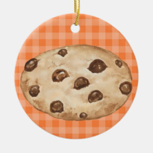 Ornement Rond En Céramique Cookie à puces de chocolat - SRF
