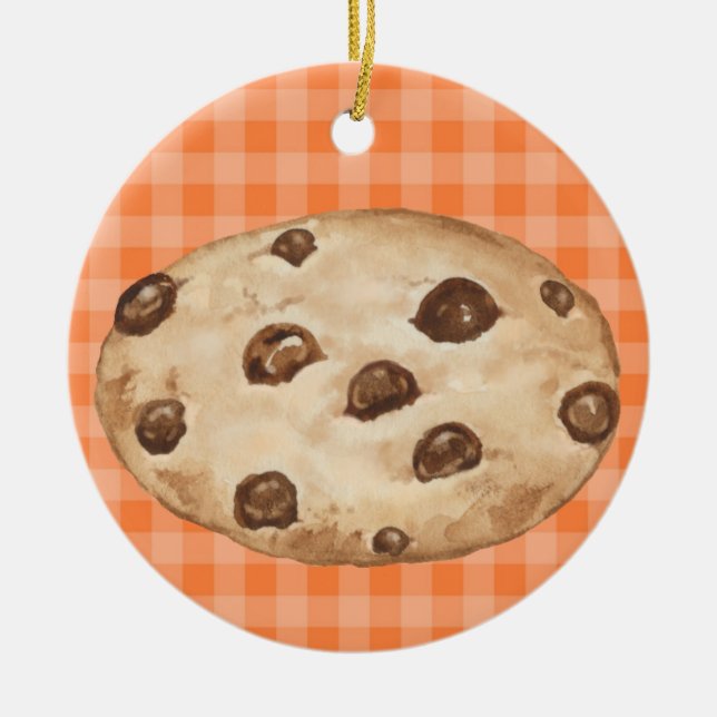Ornement Rond En Céramique Cookie à puces de chocolat - SRF (Devant)