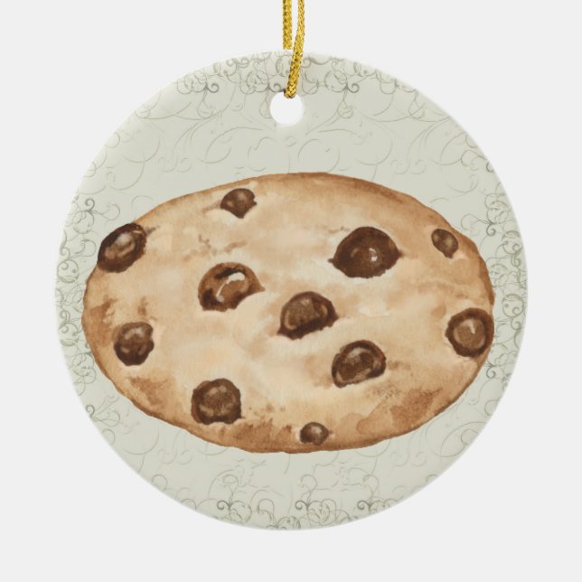 Ornement Rond En Céramique Cookie à puces de chocolat - SRF (Devant)