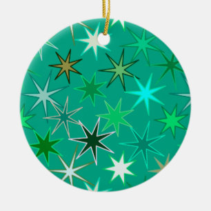 Ornement Rond En Céramique Copie, turquoise et Aqua modernes de Starburst