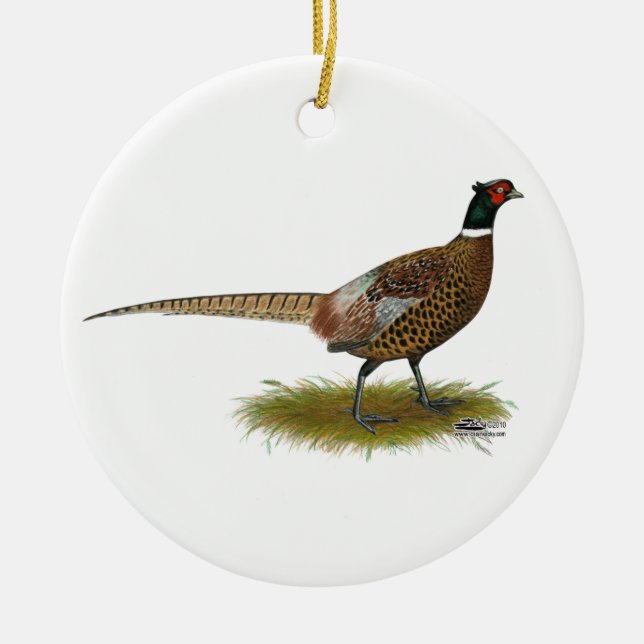 Ornement Rond En Céramique Coq de faisan (Devant)
