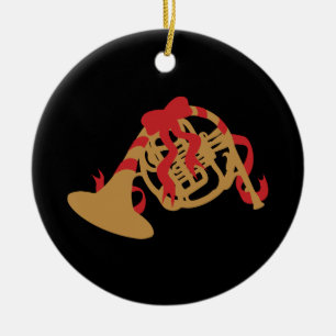 Ornement Rond En Céramique Cor de harmonie de Noël