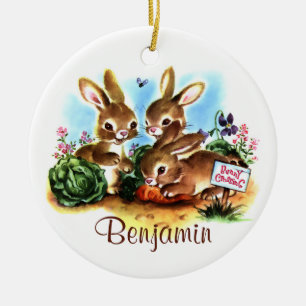 Ornement Rond En Céramique Correction de lapin