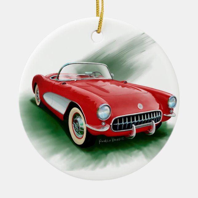 Ornement Rond En Céramique Corvette 1957 (Devant)