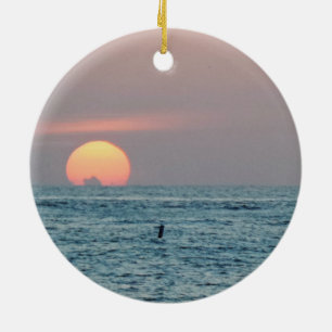 Ornement Rond En Céramique Coucher du soleil de la Floride de plage de St