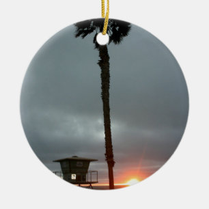 Ornement Rond En Céramique Coucher du soleil d'Oceanside
