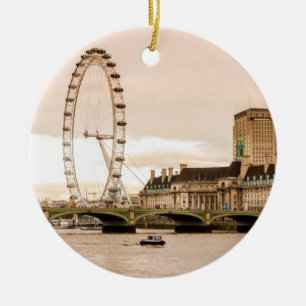 Ornement Rond En Céramique Coucher du soleil d'oeil de Londres