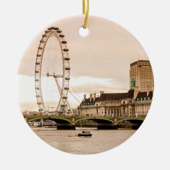 Ornement Rond En Céramique Coucher du soleil d'oeil de Londres (Devant)