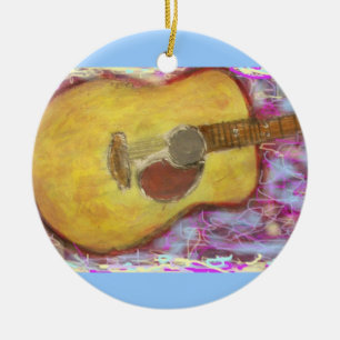 Ornement Rond En Céramique Couleurs de guitare acoustique