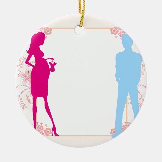 Ornement Rond En Céramique couple attente bébé (Devant)
