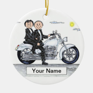 Ornement Rond En Céramique Couple moto