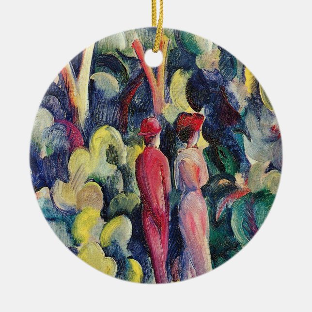 Ornement Rond En Céramique Couple sur la piste forestière par August Macke (Devant)