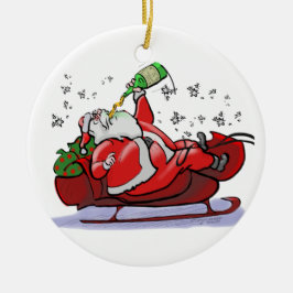 Ornement Rond En Céramique Coupure de Père Noël