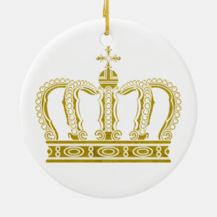 Ornement Rond En Céramique Couronne d'or + vos idées