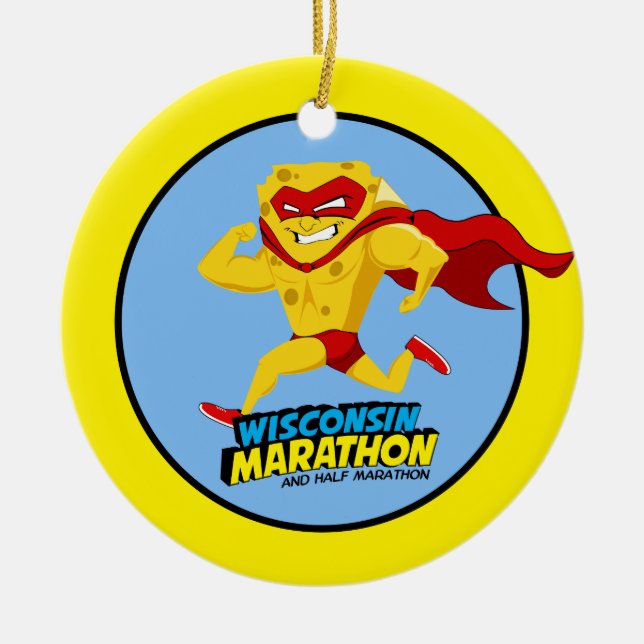 Ornement Rond En Céramique Courrier-Marathon de marathon du Wisconsin (Devant)