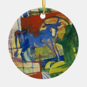 Ornement Rond En Céramique Cow bleue, 1914 (tempera sur le papier)