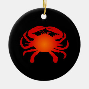 Ornement Rond En Céramique Crab orange