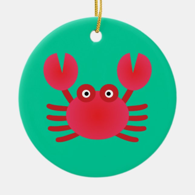 Ornement Rond En Céramique Crabe amusant (Devant)