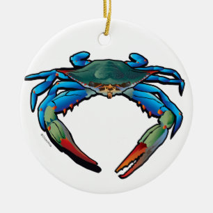 Ornement Rond En Céramique Crabe bleu