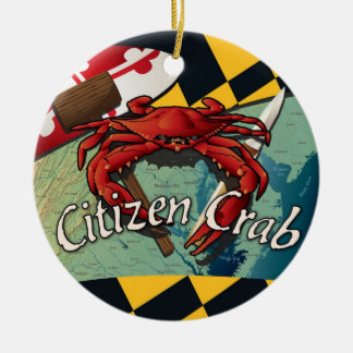 Ornement Rond En Céramique Crabe bleu de citoyen du Maryland