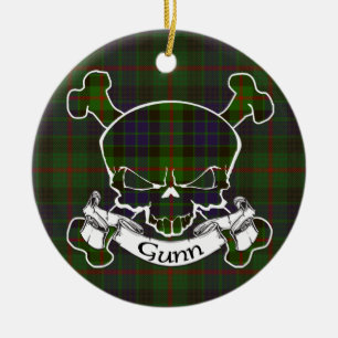 Ornement Rond En Céramique Crâne de tartan de Gunn