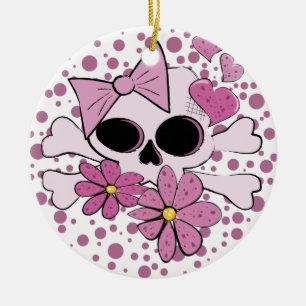 Ornement Rond En Céramique Crâne punk Girly
