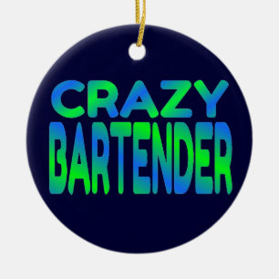 Ornement Rond En Céramique Crazy Bartender