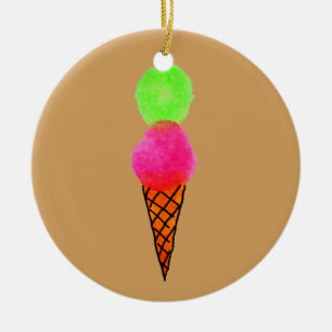 Ornement Rond En Céramique Crème glacée pop art
