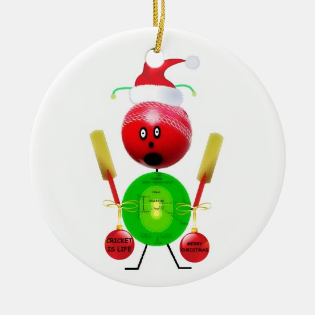 Ornement Rond En Céramique Cricket Noël (Devant)