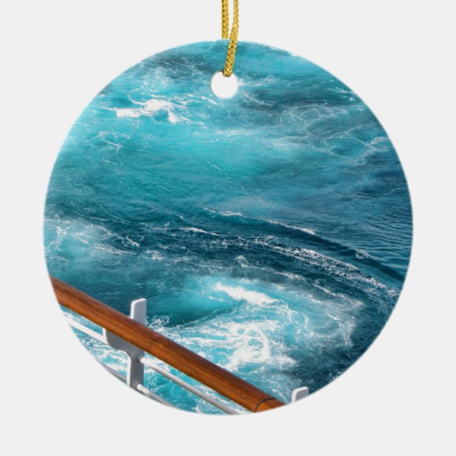Ornement Rond En Céramique Croisière des Bahamas - Réveil Turquoise (Devant)