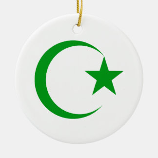 Ornement Rond En Céramique Croissant vert et Star.png