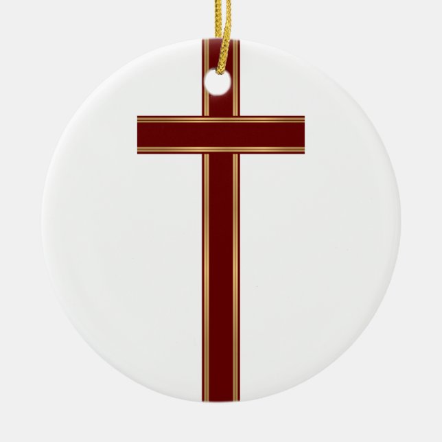 Ornement Rond En Céramique Croix chrétienne (Devant)