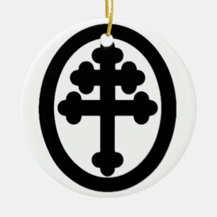 Ornement Rond En Céramique Croix de Lorraine