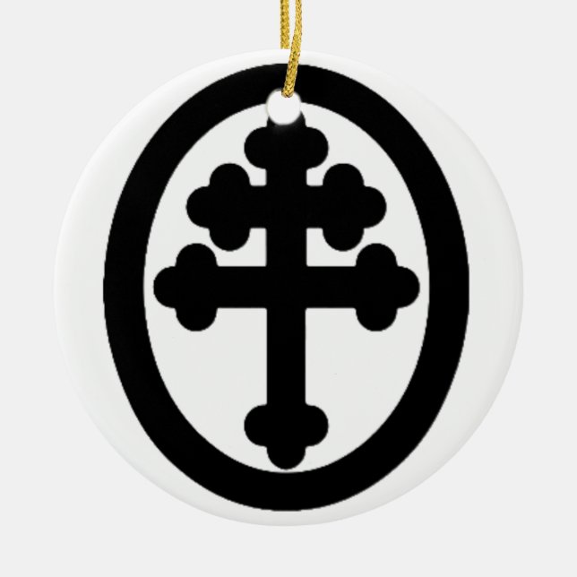 Ornement Rond En Céramique Croix de Lorraine (Devant)
