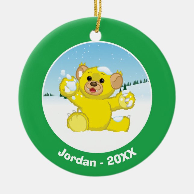 Ornement Rond En Céramique CUB pelucheux jaune (Devant)