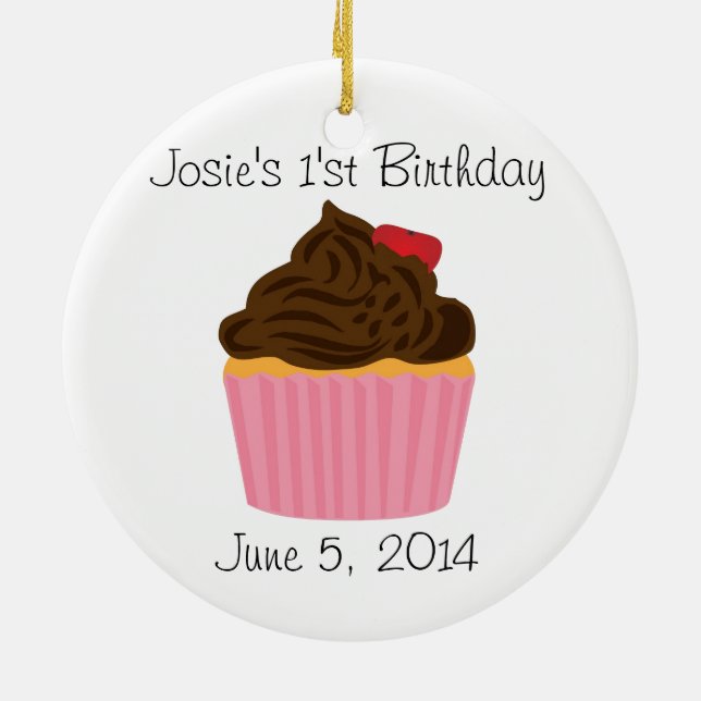 Ornement Rond En Céramique Cupcake personnalisé Anniversaire (Dos)